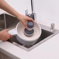 Automatic Liquid Dispenser Cleaner Palm Sponge Dish Cleaning Brush Pot